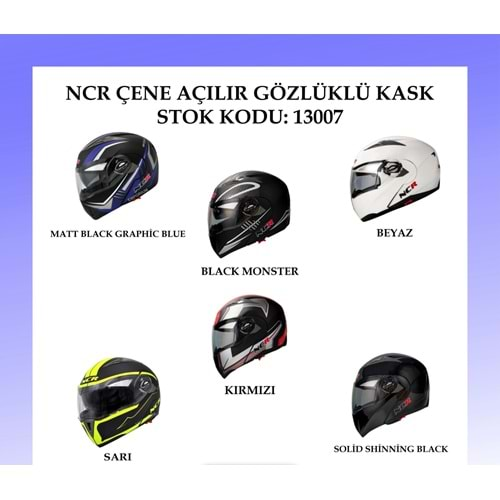 Kask Ncr-158 Çene Açılır Gözlüklü E-Ce Belgeli